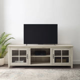 Modern Farmhouse 2 Door Glass Windowpane 70" TV Stand For 80" TVs - Furniture Home Direct