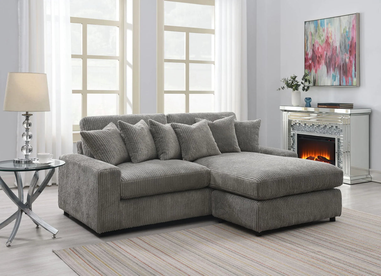 Tavia - Reversible Sectional Sofa With 6 Pillows - Gray - Furniture Home Direct