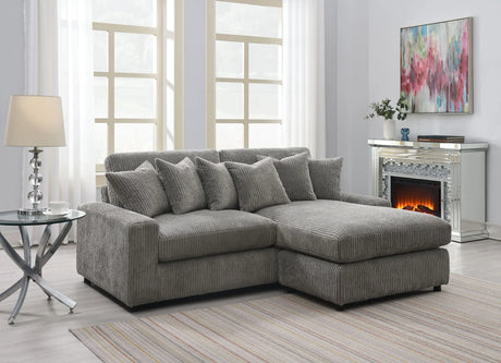 Tavia - Reversible Sectional Sofa With 6 Pillows - Gray - Furniture Home Direct