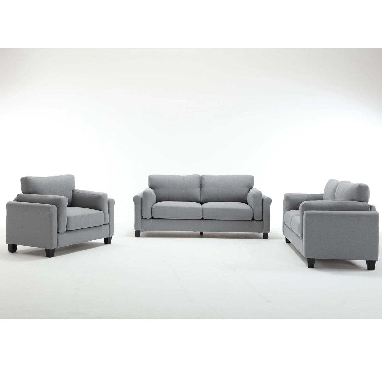 Modern 3 Piece Living Room Set - Gray - Furniture Home Direct