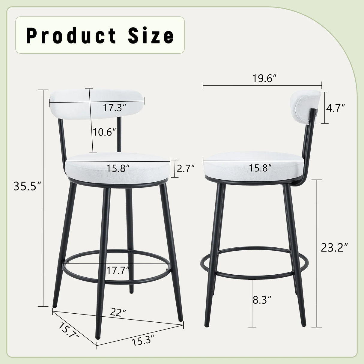 Fashionable Ergonomic High Legged Bar Chairs (Set of 2) - Furniture Home Direct
