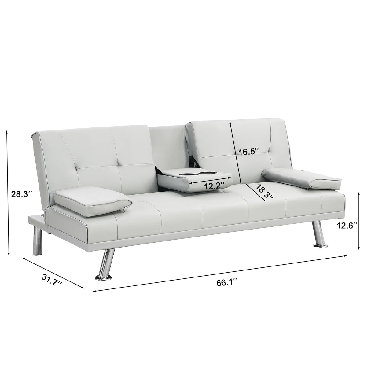 Sleeper Sofa with Armrest and Two Cup Holders - White - Furniture Home Direct