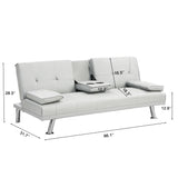 Sleeper Sofa with Armrest and Two Cup Holders - White - Furniture Home Direct