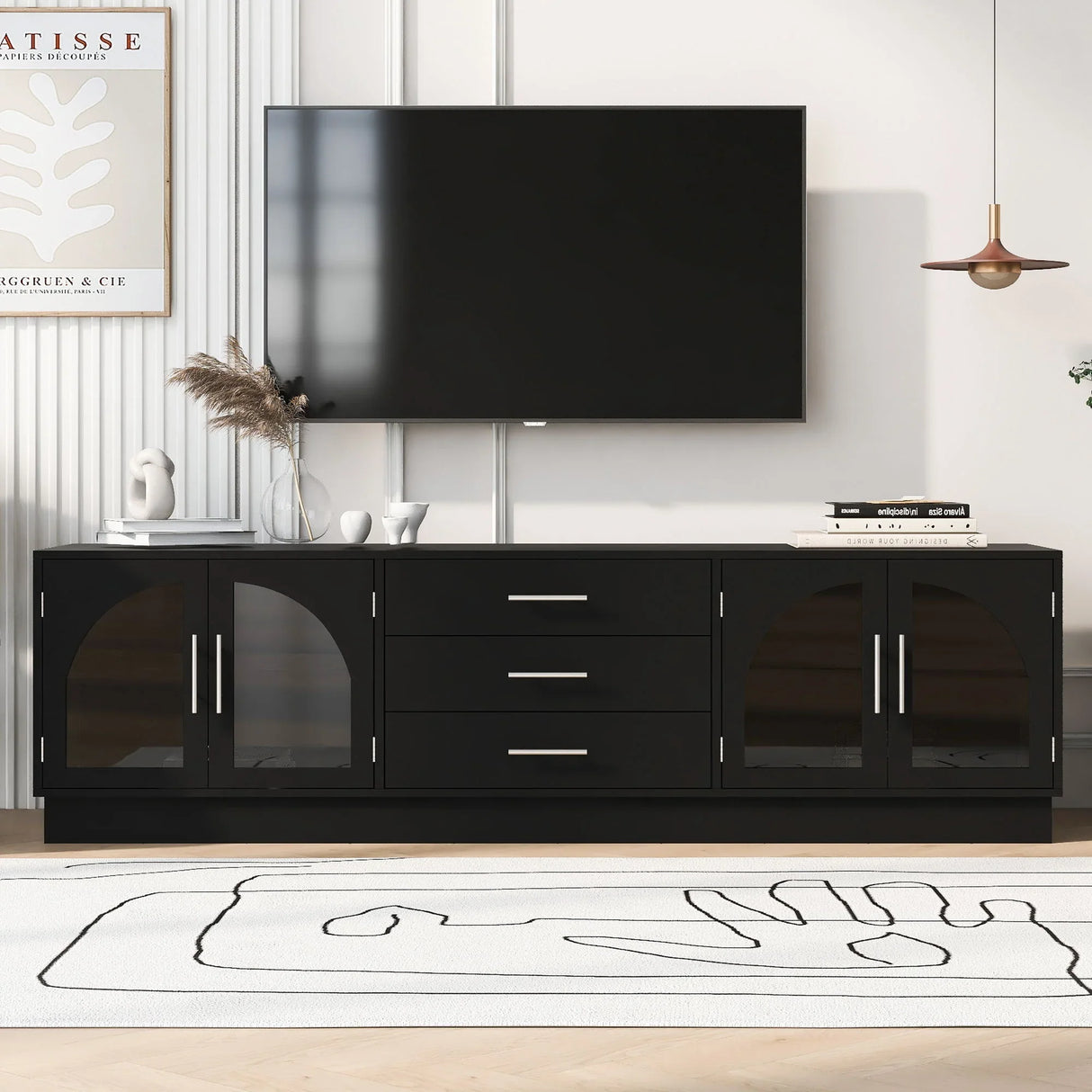 Modern Minimalist TV Stand, Entertainment Center Media Console Cabinet With Adjustable Shelves For Living Room - Furniture Home Direct
