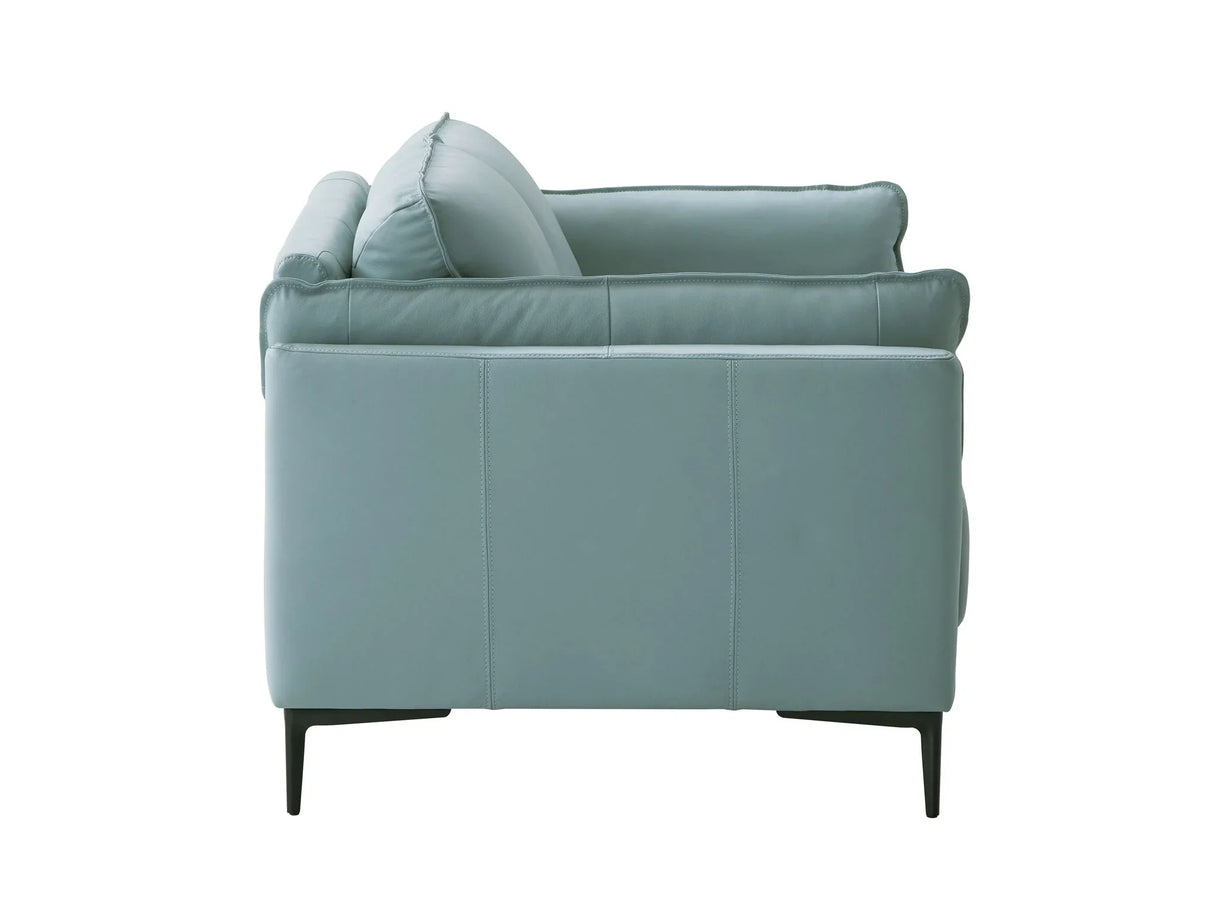 Mesut - Top Grain Leather Loveseat - Sage Green - Furniture Home Direct