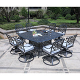 Square 8 Person 64" Long Aluminum Dining Set With Cushions - Furniture Home Direct