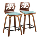 Folia - Mid Century Modern Fixed Height Counter Stool With Swivel With Square Footrest (Set of 2) - Furniture Home Direct