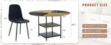 Dining Set Round Table With 4 Chairs Wood Top Black - Furniture Home Direct