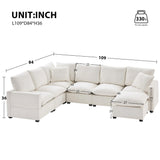 Modern U-Shape Modular Sofa, 7 Seat Chenille Sectional Couch Set With 2 Pillows Included, Freely Combinable Indoor Funiture For Living Room, Apartment, Office - Furniture Home Direct