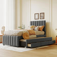 Upholstered Design Platform Bed With Trundle - Furniture Home Direct