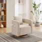 Swivel Accent Open Back Barrel Chair With Weathered Base - Furniture Home Direct