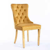 Nikki - Modern, High-End Tufted Solid Wood Contemporary Velvet Upholstered Dining Chair With Golden Stainless Steel Plating Legs, Nailhead Trim (Set of 2) - Furniture Home Direct