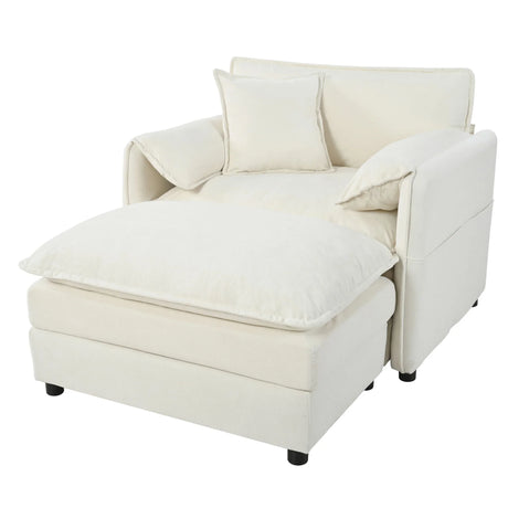 Oversized Chair With Movable Ottoman, Soft Upholstered Lounge Chair - Furniture Home Direct