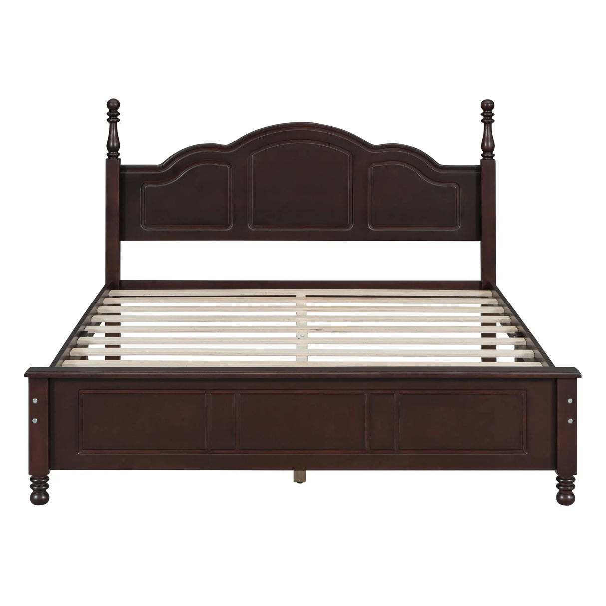 Platform Bed Queen Size With Slat Support Dark Walnut - Furniture Home Direct
