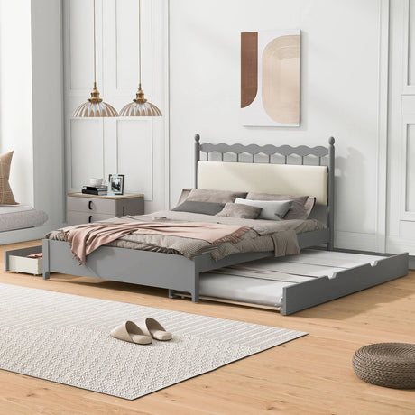 Storage Platform Bed With 2 Big Drawers & Trundle - Furniture Home Direct