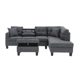 Camden - Power Sectional Sofa With Storage Ottoman And Built In Charging Ports - Gray - Furniture Home Direct