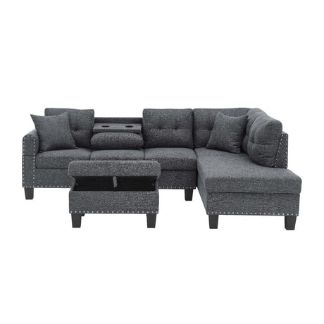 Camden - Power Sectional Sofa With Storage Ottoman And Built In Charging Ports - Gray - Furniture Home Direct