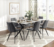 Dining Set Marble Look Table Faux Leather Chairs Gray - Furniture Home Direct