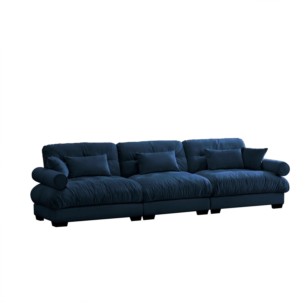 Modern Velvet Sofa With Bolstered Armrests And Pillows - Furniture Home Direct