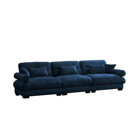 Modern Velvet Sofa With Bolstered Armrests And Pillows - Furniture Home Direct