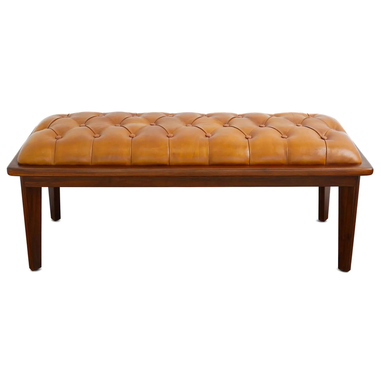 Arden - Bench With Buttons - Brown / Rustic / Tan - Furniture Home Direct