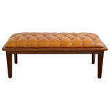 Arden - Bench With Buttons - Brown / Rustic / Tan - Furniture Home Direct