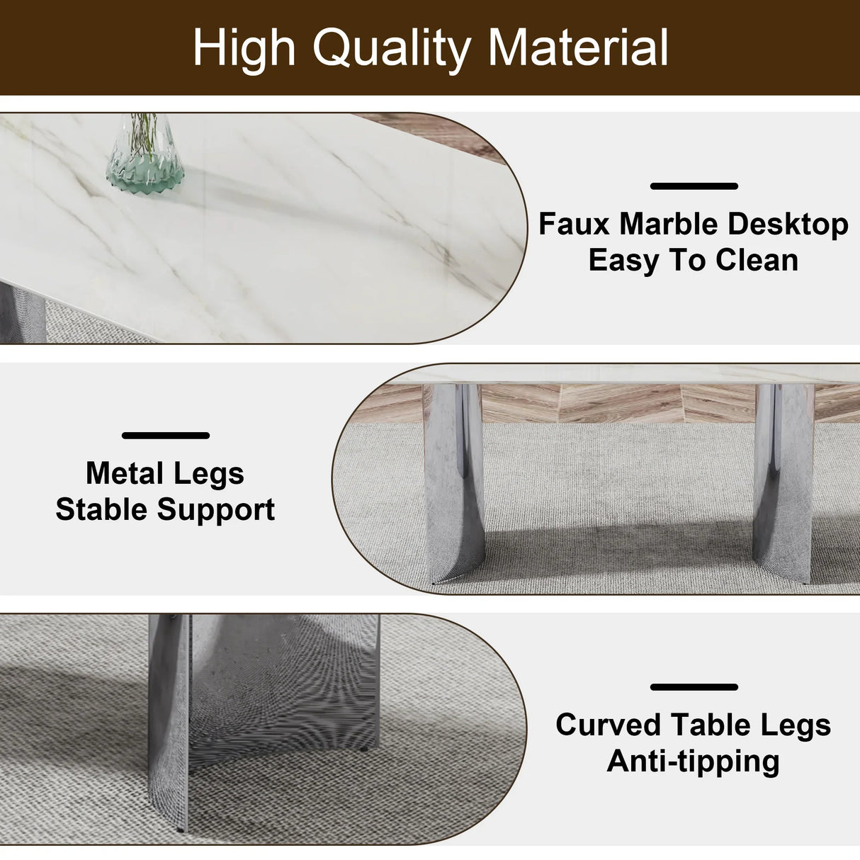 Dining Set 7 Piece Marble Top Table And Chairs White - Furniture Home Direct