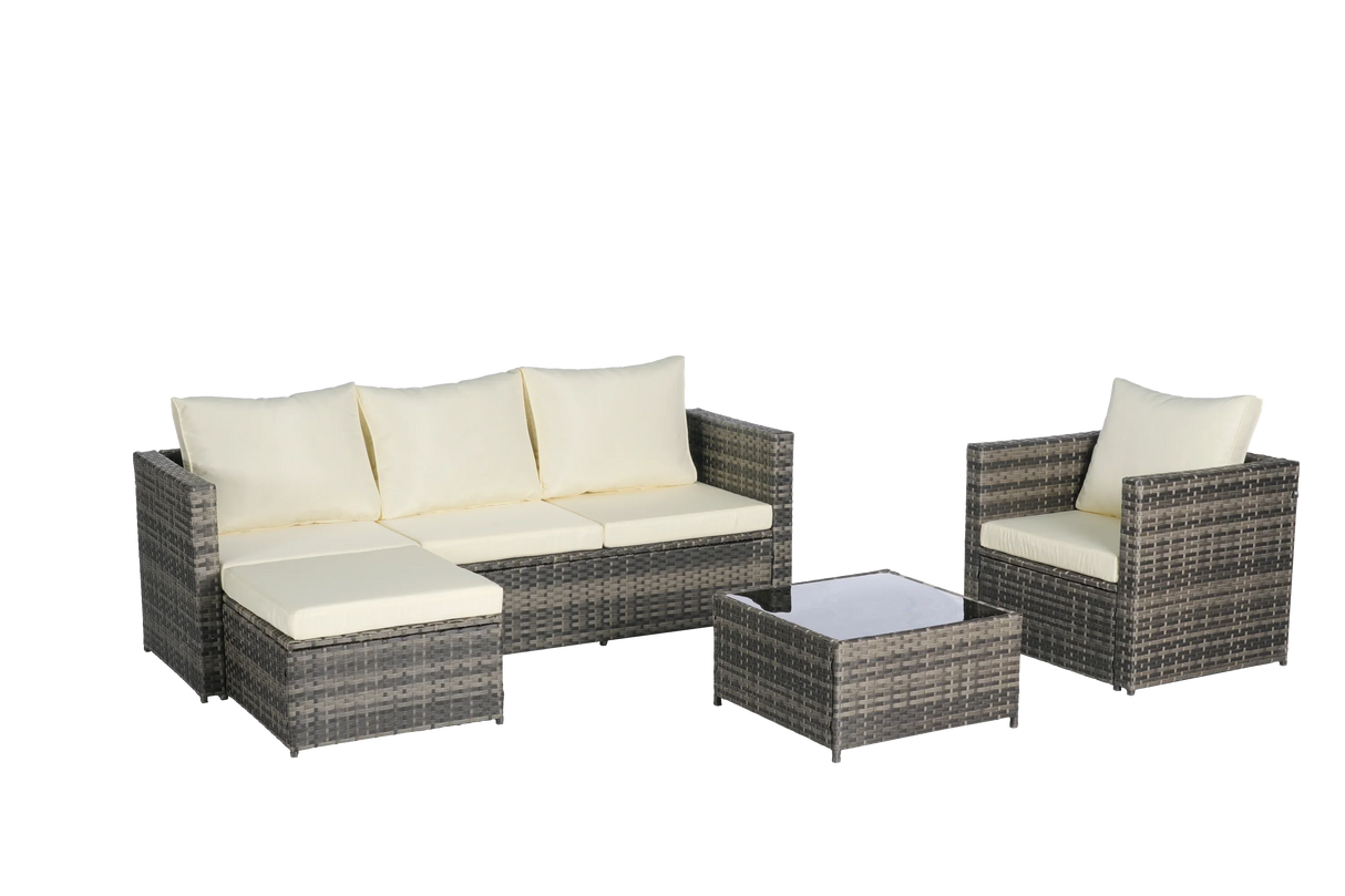 6 Piece Outdoor Patio Set - Beige - Furniture Home Direct