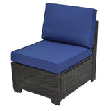 4 Piece Rattan Outdoor Patio Set - Blue - Furniture Home Direct