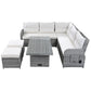 Outdoor Furniture Set Patio Rattan Furniture Set With Adjustable Table, Recliners With Extendable Side Tables And 2 Ottomans - Furniture Home Direct