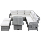 Outdoor Furniture Set Patio Rattan Furniture Set With Adjustable Table, Recliners With Extendable Side Tables And 2 Ottomans - Furniture Home Direct