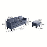 Sofa With Ottoman, Padded Cashmere - Gray