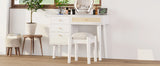 Vanity Desk Bohemian Retro Wood Makeup Station White - Furniture Home Direct