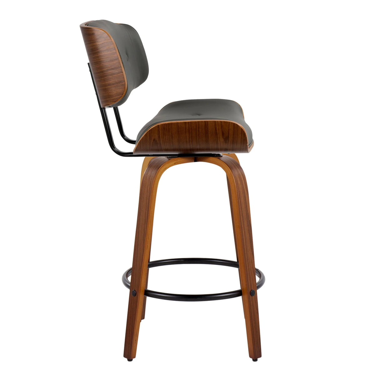 Lombardi - Mid-Century Modern Fixed Height Counter Stool With Swivel With Round Footrest (Set of 2) - Furniture Home Direct