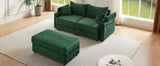 Sofa and Ottoman With Storage, Two USB Ports, Two Cup Holders and Phone Holder - Green - Furniture Home Direct