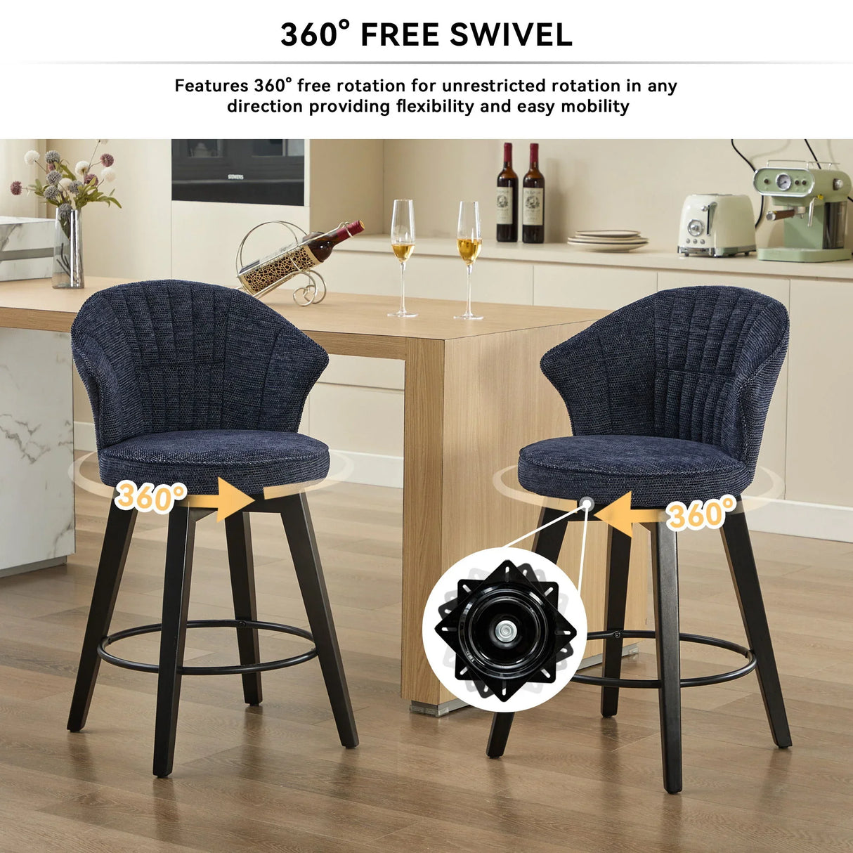 Wing Back Swivel Bar Stools (Set of 2) - Furniture Home Direct