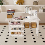 4 In 1 Folding Sewing Table With Lockable Wheels, Multi Functional Craft Station - White - Furniture Home Direct
