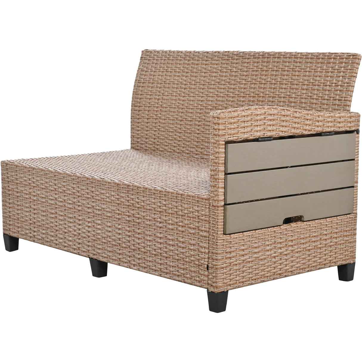 Outdoor Sectional with 2 Extendable Side Tables and Washable Covers - Brown - Furniture Home Direct