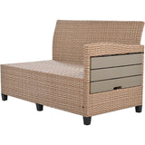 Outdoor Sectional with 2 Extendable Side Tables and Washable Covers - Brown - Furniture Home Direct