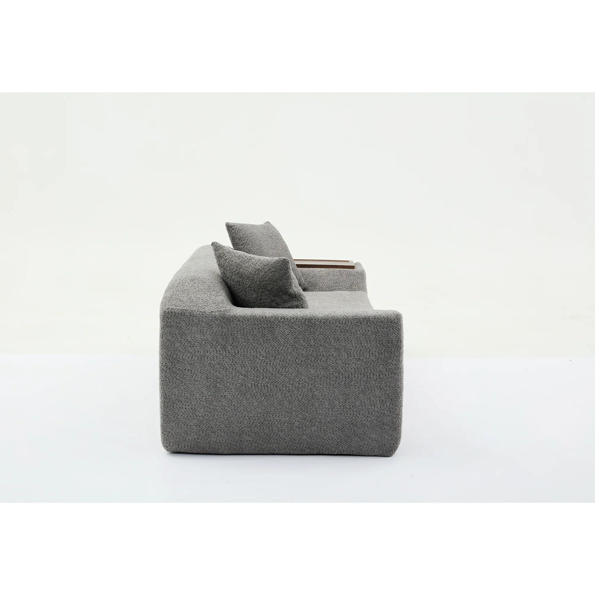 2 Piece Boucle Cloud Living Room Set with 2 Trays - Dark Gray - Furniture Home Direct