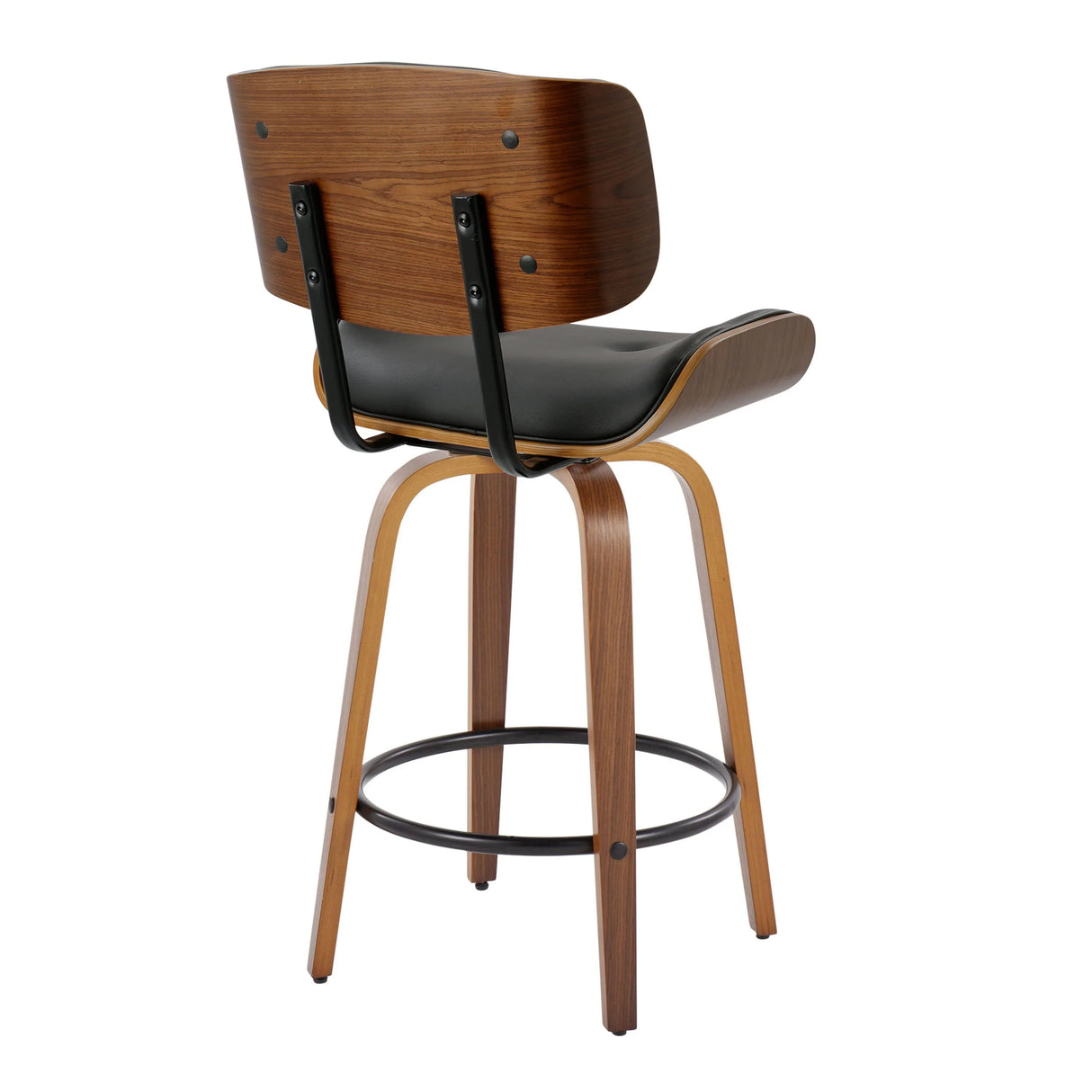 Lombardi - Mid-Century Modern Fixed Height Counter Stool With Swivel With Round Footrest (Set of 2) - Furniture Home Direct