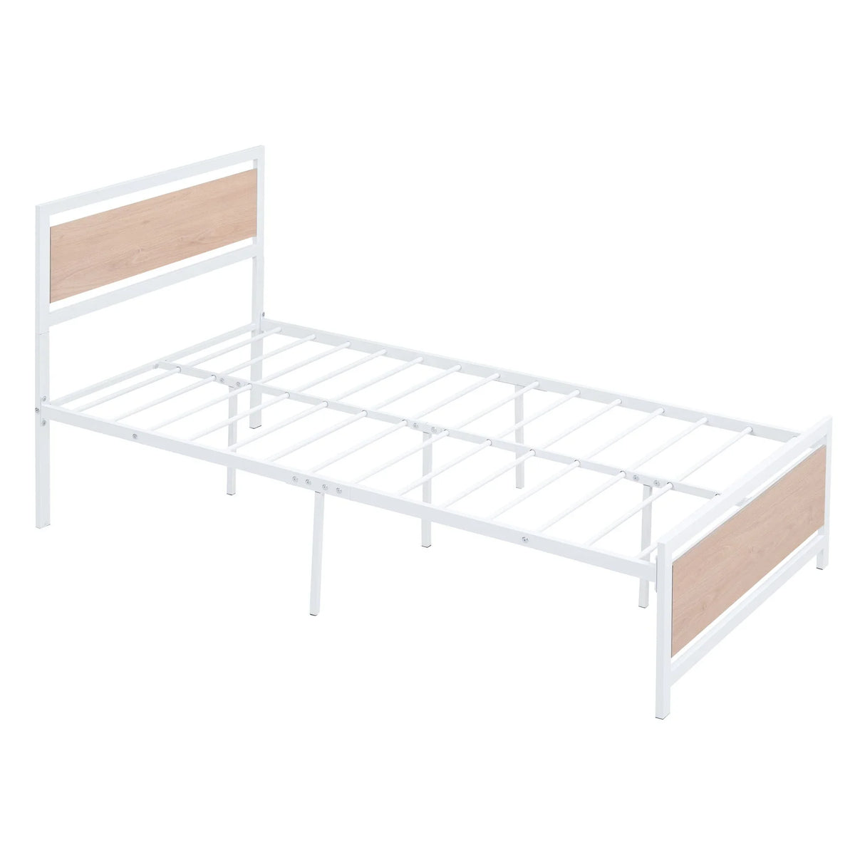 Platform Bed, Metal And Wood Bed Frame With Headboard And Footboard - Furniture Home Direct