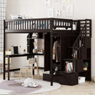 Loft Bed With Bookshelf, Drawers, Desk, And Wardrobe - Furniture Home Direct