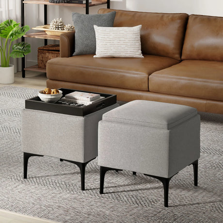 Natasha - Multifunctional Storage Ottoman With Tray - Furniture Home Direct