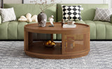 Round Cane Coffee Table With Rattan Side - Furniture Home Direct