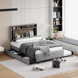 Upholstered Platform Bed With Storage Headboard, Trundle & 2 Drawers And A Set Of Sockets & USB Ports - Furniture Home Direct