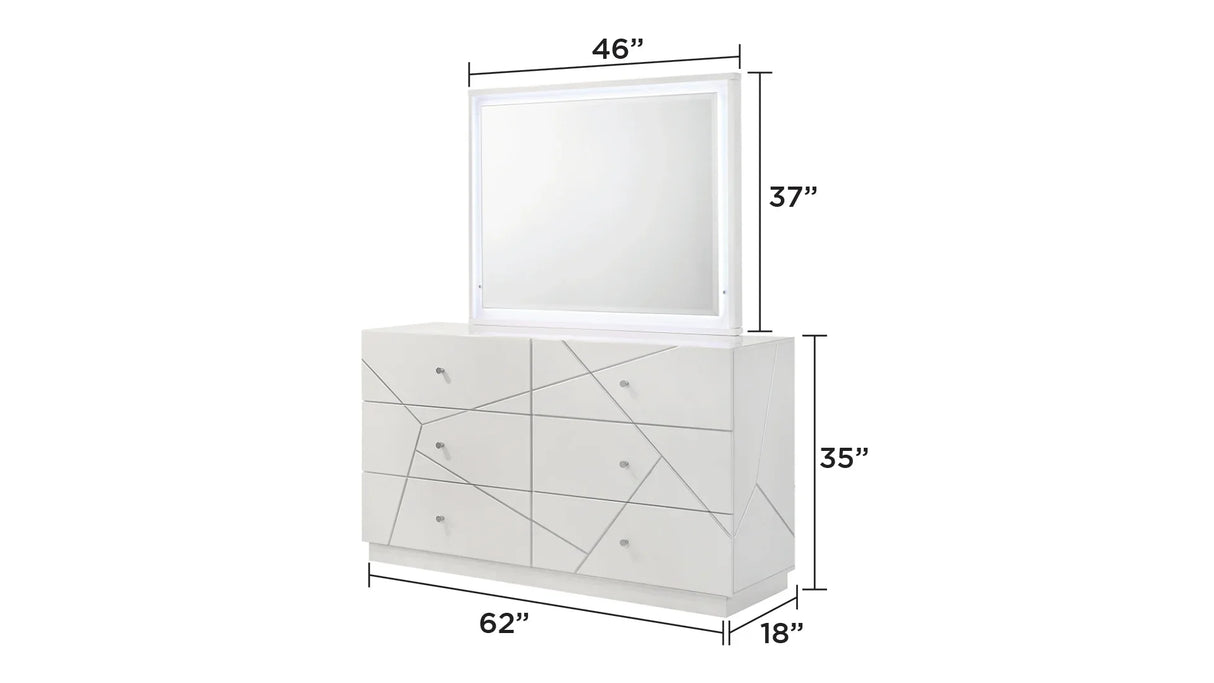 Bedroom Set Queen Bed Dresser Mirror Nightstand White - Furniture Home Direct