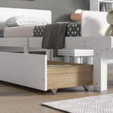 Twin Bed With Footboard Bench, 2 Drawers - White - Furniture Home Direct