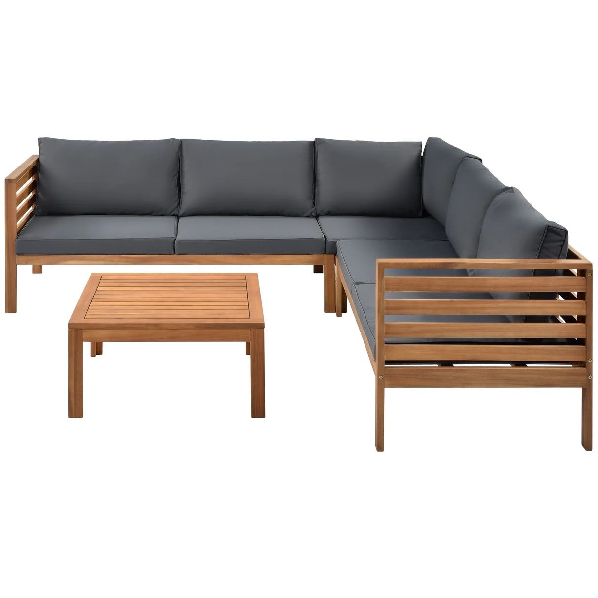 Outdoor Sectional With Coffee Table - Gray - Furniture Home Direct