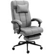 Vinsetto - Executive Linen-Feel Fabric Office Chair High Back Swivel Task Chair With Adjustable Height Upholstered Retractable Footrest, Headrest And Padded Armrest - Light Gray - Furniture Home Direct